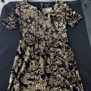 INC gold sequence dress size s